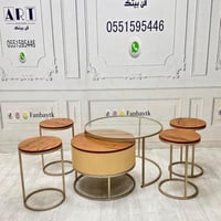 طقم طاولتين متداخلتين مع 4 خدمة