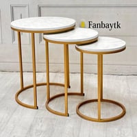 طقم طاولة خدمة 3 قطع ذهبي-FANBAYTK