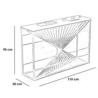 طاولة مدخل خشب رخامي وحديد أسود وذهبي - 110×30×90...