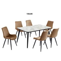 طاولة طعام رخام مع 6 كراسي
