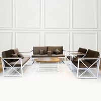 جلسة خارجية 7 اشخاص بني هيكل ابيض