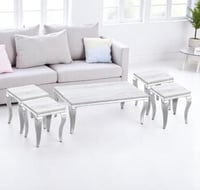 طقم طاولات استيل مع رخام مستطيل 1 +4 : 910GOLD