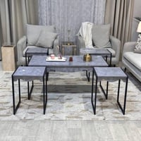 طقم طاولات 5 قطع خشب رمادي