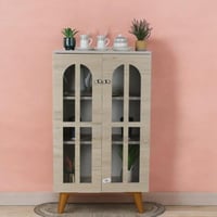 ركن كوفي خشب بشكل انيق 2 باب + زجاج شفاف