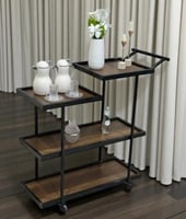 عربة تقديم 4 أدوار بسطح خشب بني رخامي أنيق