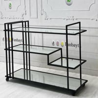 ترولي عربية ضيافة مودرن حديد اسود زجاج مراية-FANBA...