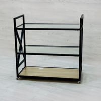 عربية تقديم خشب مع زجاج