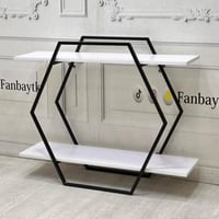 رف جداري -اطار معدني وخشب ابيض