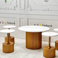 طقم طاولة تقديم سطح خشب مع 4طاولات خدمة