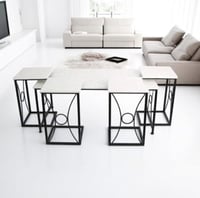 طقم طاولات ضيافة 5 قطعه مستطيله لون اسود