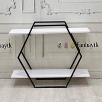 رف جداري -اطار معدني وخشب ابيض