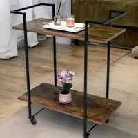 عربية دورين خشب بني حديد أسود