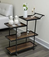 عربة تقديم 4 أدوار بسطح خشب بني رخامي أنيق