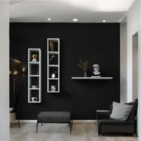 رف خشب جداري ابيض من 3 قطع