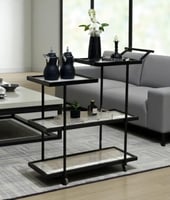 عربة تقديم 4 أدوار بسطح خشب ابيض رخامي