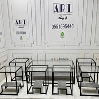 طقم طاولات شاي خشب وزجاج 1+6