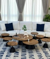 طقم طاولات ضيافة ارضي 8 قطع خشب بني