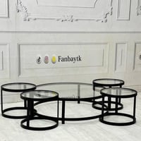 طقم طاولات اسود ارضي