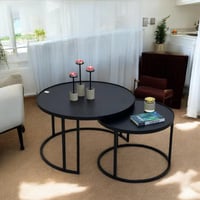 طقم طاولتين ضيافة حديدية بلون أسود