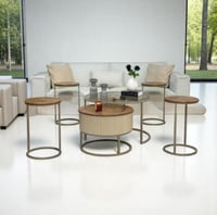 طقم طاولتين متداخلة مع 4 خدمة