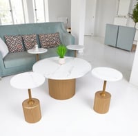 طقم طاولة تقديم سطح خشب مع 4 طاولات خدمة