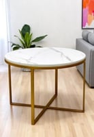 طاولة قهوة دائرية عصرية لون ذهبي