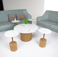 طقم طاولة تقديم سطح خشب مع 4 طاولات خدمة