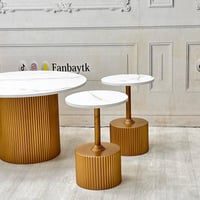 طقم طاولة تقديم سطح خشب مع 4طاولات خدمة