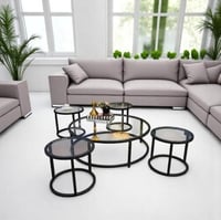 طقم طاولات اسود ارضي