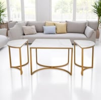 طقم طاولات خشب رخامي