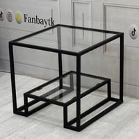 طاولة خدمة حديد أسود زجاج شفاف-FANBAYTk
