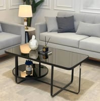 طاولة ضيافة قزاز دورين بهيكل حديدي أسود