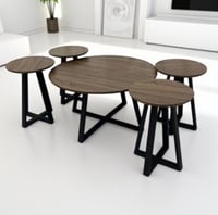 طقم طاولات4×1خشب لون بني غامق