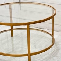 طاولة ضيافة مودرن ذهبي زجاج شفاف
