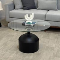 طاولة ضيافة قزاز وبقاعدة حديدية بلون أسود