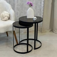 طقم طاولتين قزاز وهيكل حديدي اسود