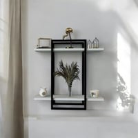 رف جداري SHRAF-H20 اطار معدني وخشب ابيض