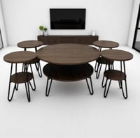 طقم طاولات4×1خشب لون بني دورين