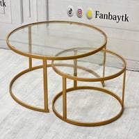 طقم طاولتين ذهبي عصرية