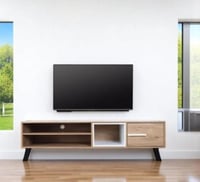 طاولة تلفزيون خشب 160 سم مع درج و2 ارفف