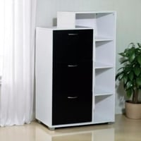 خزانة تنظيم الأحذية 3 أدوار لون أبيض وأسود