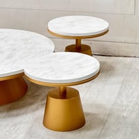 طقم طاولة أرضي 5قطع سطح خشب شكل رخام-FANBAYTK