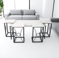 طقم طاولات ضيافة 5 قطعه مستطيله لون اسود