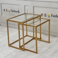 طقم طاولة جانبية متداخلة بلمسة عصرية لون ذهبي