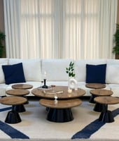 طقم طاولات ضيافة ارضي 8 قطع خشب بني