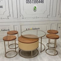 طقم طاولتين متداخلتين مع 4 خدمة