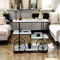 عربية تقديم 4دور خشبية بلون ابيض