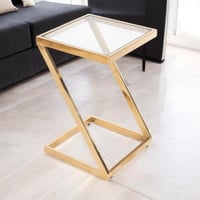 طاولة جانبية كلاسيك وحديد أسود وذهبي - 34×34×50