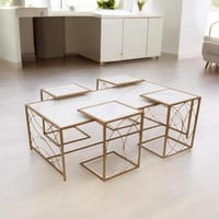 طقم طاولات ذهبي بسطح سراميك