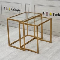 طقم طاولة جانبية متداخلة بلمسة عصرية لون ذهبي